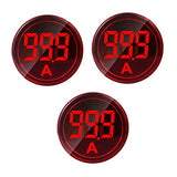 Szliyands 3pcs Digital Display AC Current Indicator, 22mm Round Head LED Current Tester 0~100A Ammeter Monitor (Red) Szliyands