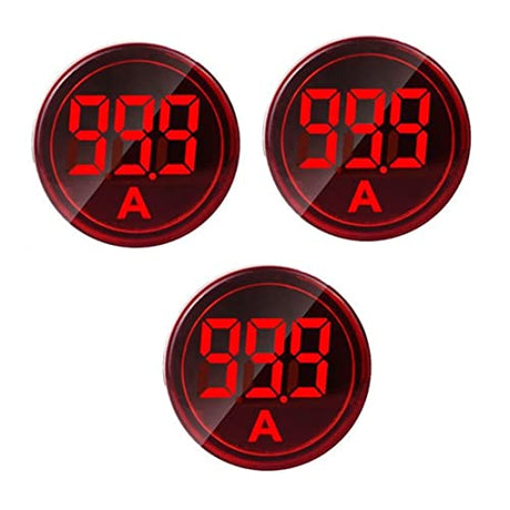 Szliyands 3pcs Digital Display AC Current Indicator, 22mm Round Head LED Current Tester 0~100A Ammeter Monitor (Red) Szliyands