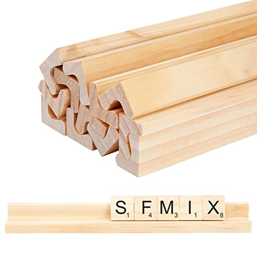 Bright Creations 12 Pack Wooden Rack for Letter Tiles, Compatible with Scrabble Tiles, Replacement Game Tray Pieces, and Wooden Tile Holders for - WoodArtSupply