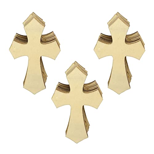 Honbay 30PCS Cross Shaped Unfinished Wood Cutouts Wooden Pieces for Craft DIY Projects Sunday School Church and Home Decoration