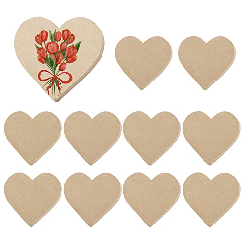 Large Size Unfinished Wooden Heart Cutouts Ornaments to Paint Mothers Teachers' Day Decoration 10PCS, Tiered Tray Decor Self-Standing DIY Blank Wood
