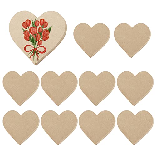 Large Size Unfinished Wooden Heart Cutouts Ornaments to Paint Mothers Teachers' Day Decoration 10PCS, Tiered Tray Decor Self-Standing DIY Blank Wood - WoodArtSupply