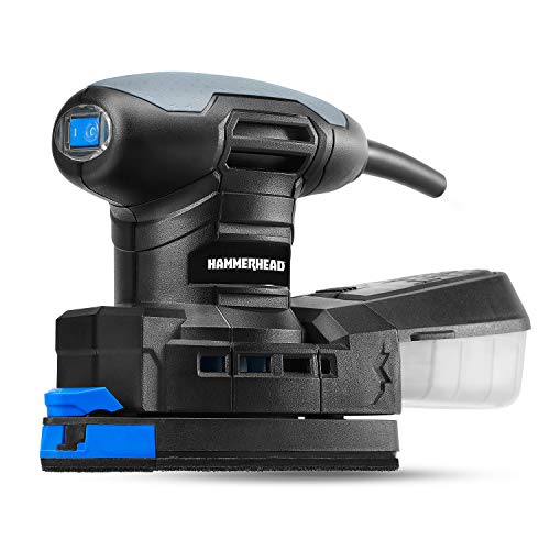 Hammerhead 1.4-Amp Multi-Function Detail Sander with 12pcs Sandpaper, Dust Collection System, and Detail Attachment - HADS014 Hammerhead