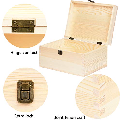 Kingcraft Extra Large Rectangle Unfinished Pine Wood Box Natural DIY Craft with Hinged Lid and Front Clasp for Arts Hobbies and Home