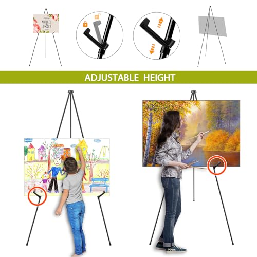 AROIC 63 "Easel Stand for Display, 10 Pack Portable Foldable Metal Easel, Easels for Signs Wedding Logos,Arts, Painting,Adjustable Floor Easels with AROIC