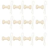 Sign Decor 30Pcs Dog Bone Shaped Wooden Cutouts Wooden Dog Bone Shape Sign Blank Hanging Wooden Plaque Unfinished Wood Dog Bone with Ropes for Crafts EXCEART