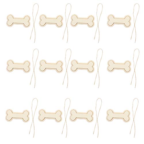 Sign Decor 30Pcs Dog Bone Shaped Wooden Cutouts Wooden Dog Bone Shape Sign Blank Hanging Wooden Plaque Unfinished Wood Dog Bone with Ropes for Crafts - WoodArtSupply