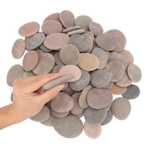 [About 95 PCS - 100 PCS](18 Pounds) Painting Rocks,River Rocks,2.2"-3.5" Craft Rocks,Flat Rocks,DIY Stones,Smooth Rocks,Rock Painting,Rocks for Arts CFKJ