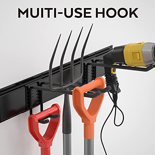 INCLY Garage Tool Organizer Wall Mount, 48 Inch Garden Yard Tools Wall Storage, Adjustable Heavy Duty Steel Garage Organization System with 3 Racks & INCLY