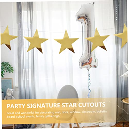 VOSAREA 20pcs Holiday Decorations Star Garland Metal Wreath Gold Trim Glitter Star Cutouts Hanging Glitter Paper Stars Gold Star Hanging Decor Paper VOSAREA