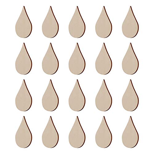 20pcs DIY Wooden Water Drop Unpainted Wooden Shapes Unfinished Wood Water Drop Discs Homemade Ornaments Wood Water Drop Slices Manual Mini Chips BESTOYARD