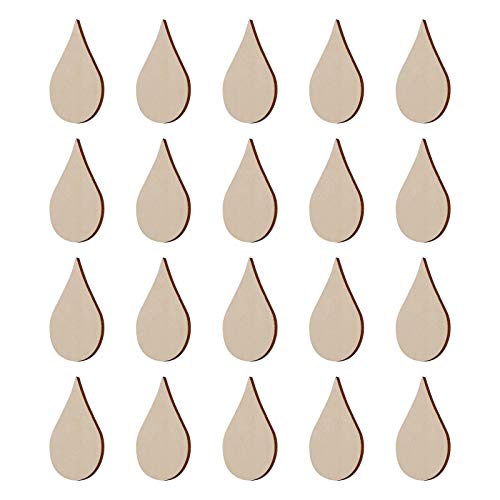 20pcs DIY Wooden Water Drop Unpainted Wooden Shapes Unfinished Wood Water Drop Discs Homemade Ornaments Wood Water Drop Slices Manual Mini Chips - WoodArtSupply