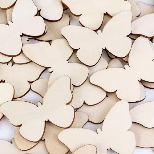 Blank Butterfly Wood Slices Unfinished Wooden Cutout DIY Ornaments Craft 100pcs Samanter