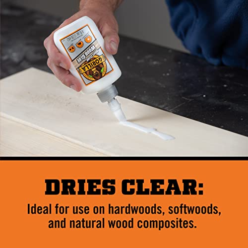 Gorilla Dries Clear Wood Glue, 4oz Bottle (Pack of 2)