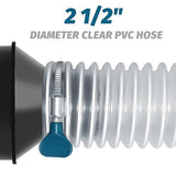 2-1/2" x 10' Heavy PVC Dust Collection Hose, Puncture Resistant PVC Dust Collection Hose, Flexible Clear PVC Fume Collection Hose with Carbon Steel Qucship