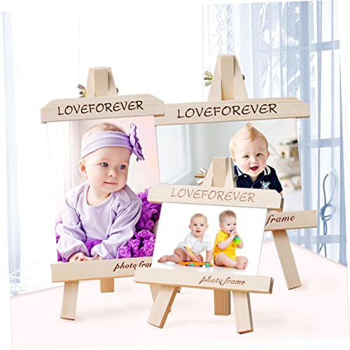 COHEALI Table Picture Frame Unfinished Wood Braces Kit White Picture Frames  Wood Picture Holder Frame Diy Picture Frames Mini Photo Easel Collage Kit