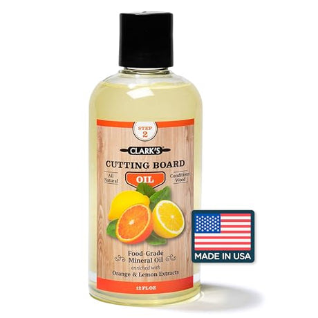 CLARK'S Cutting Board Oil - Food Grade Mineral Oil for Cutting Board - Enriched with Lemon and Orange Oils - Butcher Block Oil and Conditioner - CLARK'S