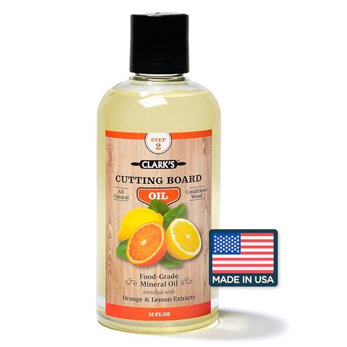 CLARK'S Cutting Board Oil - Food Grade Mineral Oil for Cutting Board - Enriched with Lemon and Orange Oils - Butcher Block Oil and Conditioner - - WoodArtSupply