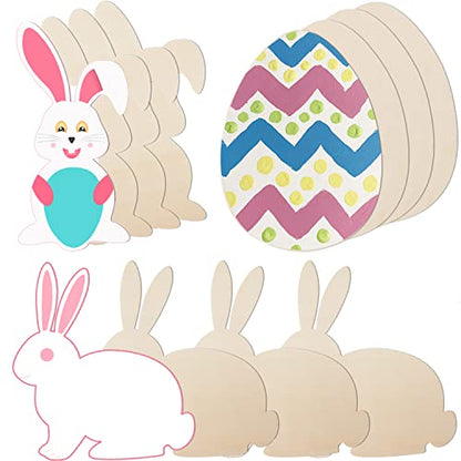 12 Pieces Large Easter Bunny Egg Wood Cutouts 12 Inch Unfinished Wooden Egg Bunny Slices Blank Wooden Rabbit Egg Shapes Easter Wood Bunny Ornament - WoodArtSupply