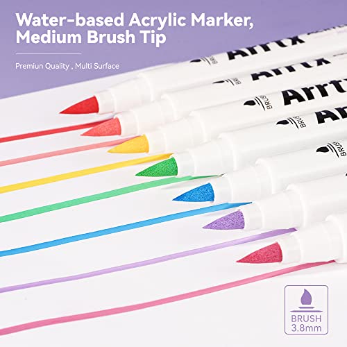 Arrtx 30 Colors Acrylic Paint Pens for Rock Painting, Extra Brush Tip,  Water Based Paint Markers for Stone, Glass, Easter Egg, Wood and Fabric
