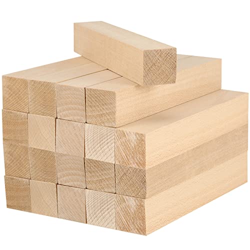 JAPCHET 20 PCS 6 x 1 x 1 Inch Basswood Carving Blocks, Natural Whittling Blocks Unfinished Basswood Blocks for Beginners Carving, Crafting and