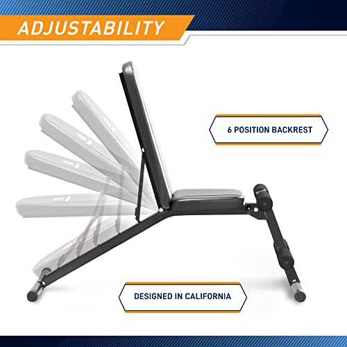 Marcy Multi-Position Workout Utility Bench for Home Gym Weightlifting and Strength Training SB-10115, Black MARCY