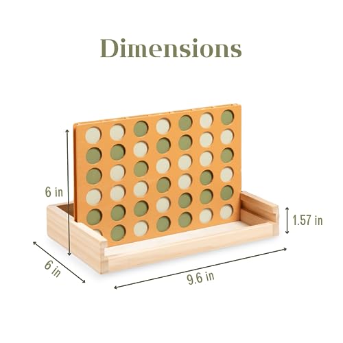 Brooklyn Neutral Wooden 4 in a Row Game- Aesthetic Board Games-Wooden Connect Four-Neutral Coffee Table Decor- Montessori Travel Games for Kids and Brooklyn Neutral