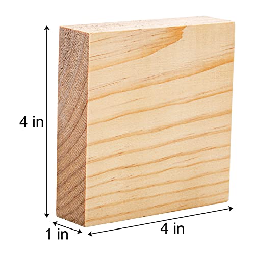 YOUEON 12 Pack Unfinished Wood Blocks for Art and Crafts, 4 X 4 X 1 Inch MDF Wood Board Wood Square Blocks Craft Panels Great for Crafts, Painting, Youeon