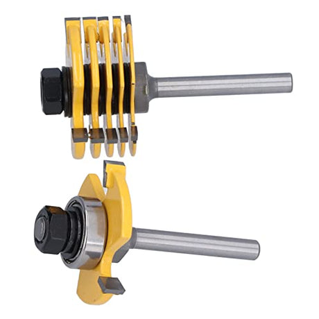 Domino Joiner, Slot Cutter Router Bit 3 Wing Adjustable 2Pcs for Particle Board for Solid Wood for Plywood for Medium Density Fiberboard Shanrya