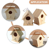 Toddmomy Kids Outdoor Toys Unfinished Wood Hanging Birdhouse Kit 2 Sets Unpainted Bird Houses to Paint for Arts DIY Craft Outdoor Playset Toddmomy