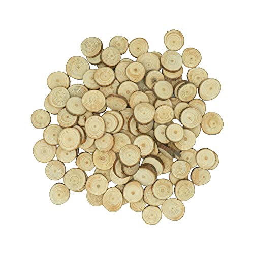120 Pcs Unfinished Natural Wood Slices - About 1" - DIY Round Tiny Wood Kit with Bark for Wooden Crafts Wedding Decorations (1") FORLAND