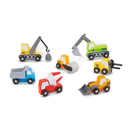 Melissa & Doug Wooden Construction Site Vehicles With Wooden Storage Tray (8 pcs) - Vehicle Toys, Cars For Toddlers And Kids Ages 3+ - WoodArtSupply