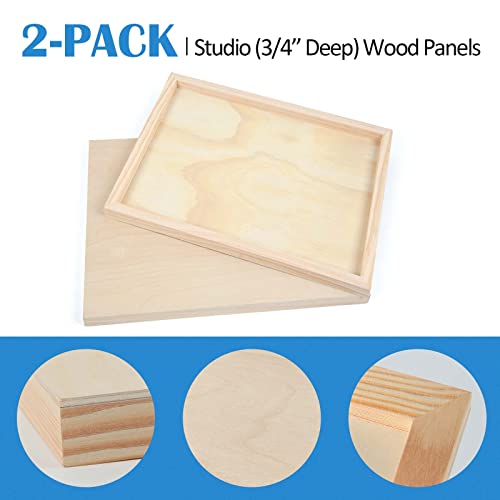 Unfinished Birch Wood Canvas Panels Kit, Falling in Art 2 Pack of 20 x20’’ Studio 3/4’’ Deep Cradle Boards for Pouring Art, Crafts, Painting, and Falling in Art