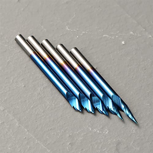 Genmitsu 5PCS V-Groove CNC Router Bits, Degree 20/30/45/60, 1/8'' Shank Nano Blue Coating End Mills, for Wood Carving Milling, VG05B Genmitsu