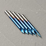 Genmitsu 5PCS V-Groove CNC Router Bits, Degree 20/30/45/60, 1/8'' Shank Nano Blue Coating End Mills, for Wood Carving Milling, VG05B Genmitsu