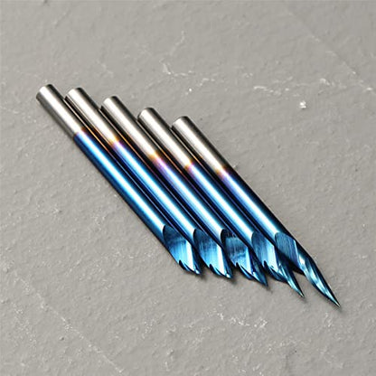 Genmitsu 5PCS V-Groove CNC Router Bits, Degree 20/30/45/60, 1/8'' Shank Nano Blue Coating End Mills, for Wood Carving Milling, VG05B - WoodArtSupply