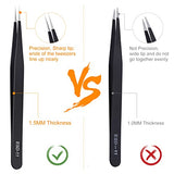 kaverme 3PCS Precision Tweezers Set, Upgraded Anti-Static Stainless Steel of Tweezers, for Electronics, Soldering, Laboratory Work, Jewelry-Making, kaverme