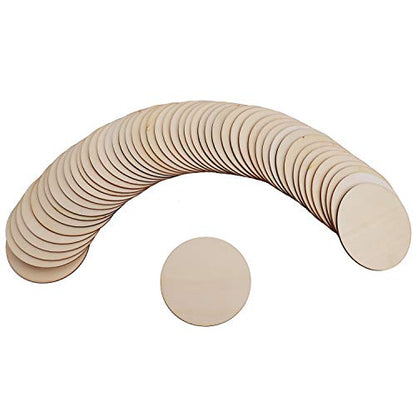 Foraineam 100 Pieces 4 Inch Unfinished Wood Circle Cutouts Round Natural Wooden Craft Circles Slices for Wooden Coasters, DIY Crafts, Painting,