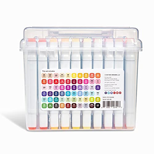 KINGART, Chisel & Fine Tip, Alcohol-Based Ink, Storage Case Double-Ended Sketch Markers, Assorted 60 Piece KINGART