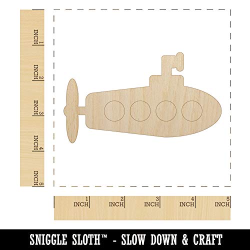 Submarine Doodle Unfinished Wood Shape Piece Cutout for DIY Craft Projects - 1/4 Inch Thick - 4.70 Inch Size Sniggle Sloth