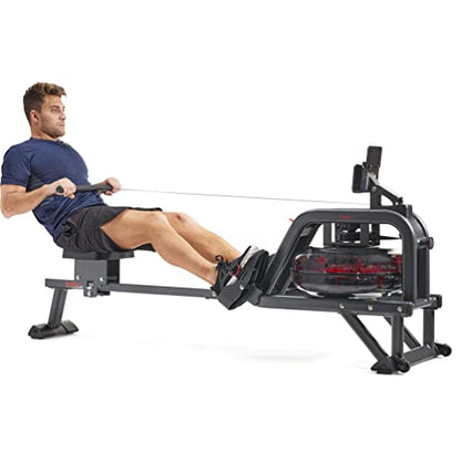 Sunny Health & Fitness Smart Obsidian Surge 500 m Water Rowing Machine - SF-RW5713SMART - WoodArtSupply