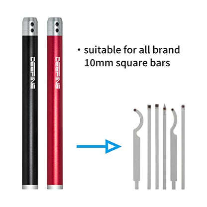 DEEFIINE 2PCS Carbide Wood Lathe Truning Tools Grip Handle, Accept 10mm Square Turning Tool bar (Black and red)