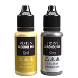 Pixiss Metallic Alcohol Ink Set - Silver and Gold Metallic Alcohol Ink Mixatives, 5oz Metallic Alcohol Pigment Resin Dye, Alcohol Inks for Epoxy Pixiss