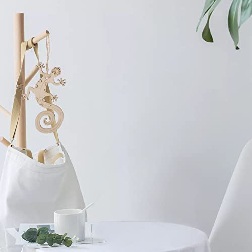 Sewroro Wooden Toys Wooden Flowers 50 Sets Wooden Lizard Cutout Lizard Shape Unfinished Wood Craft Cutouts Wood Gecko to Paint with Ropes for Arts Sewroro