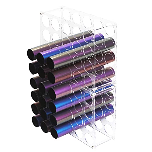 Vinyl Roll Storage 40-Holes Vinyl Storage Rack for Craft Room Vinyl Roll Holder for up to 40 Vinyl Rolls, Acrylic Material (2-Pack) - WoodArtSupply