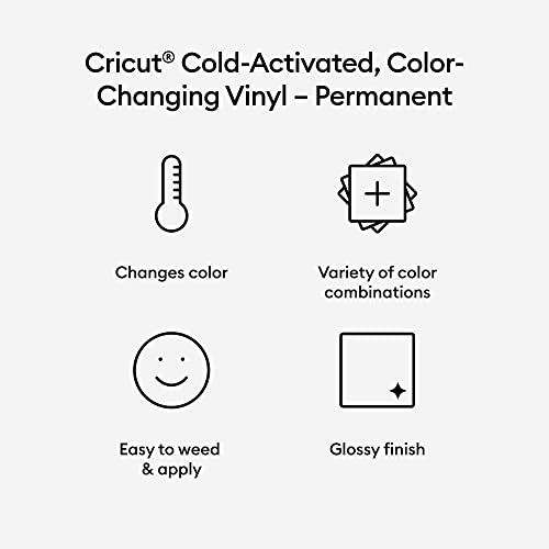 Cricut Color Changing Permanent Vinyl Roll Bundle - 3 Cold Activated Color Change Adhesive Vinyl Rolls, Sensitive to Temperature Vinyl for DIY Craft - WoodArtSupply