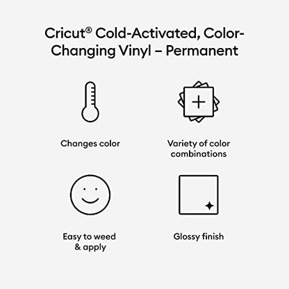 Cricut Color Changing Permanent Vinyl Roll Bundle - 3 Cold Activated Color Change Adhesive Vinyl Rolls, Sensitive to Temperature Vinyl for DIY Craft - WoodArtSupply