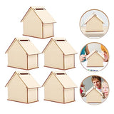 Zerodeko 5pcs Small House Coin Bank Piggy Bank Toy Small House Money Jar House Craft Kit Unfinished Craft House DIY Coin Bank Bulk Kids Toys Doddle Zerodeko
