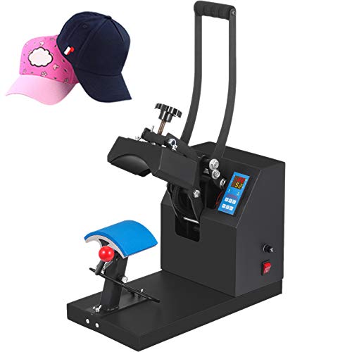 VEVOR Heat Press 6x3.75Inch Curved Element Hat Press Clamshell Design Heat Press for Hats Rigid Steel Frame No Stick Digital LCD Timer and