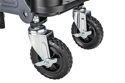 Powerbuilt Big Wheel Rolling Seat, Off-Road Series, Locked in Tool Trays, Heavy-Duty Wheels for Gravel and Rocks - Grey 642965ECE Powerbuilt